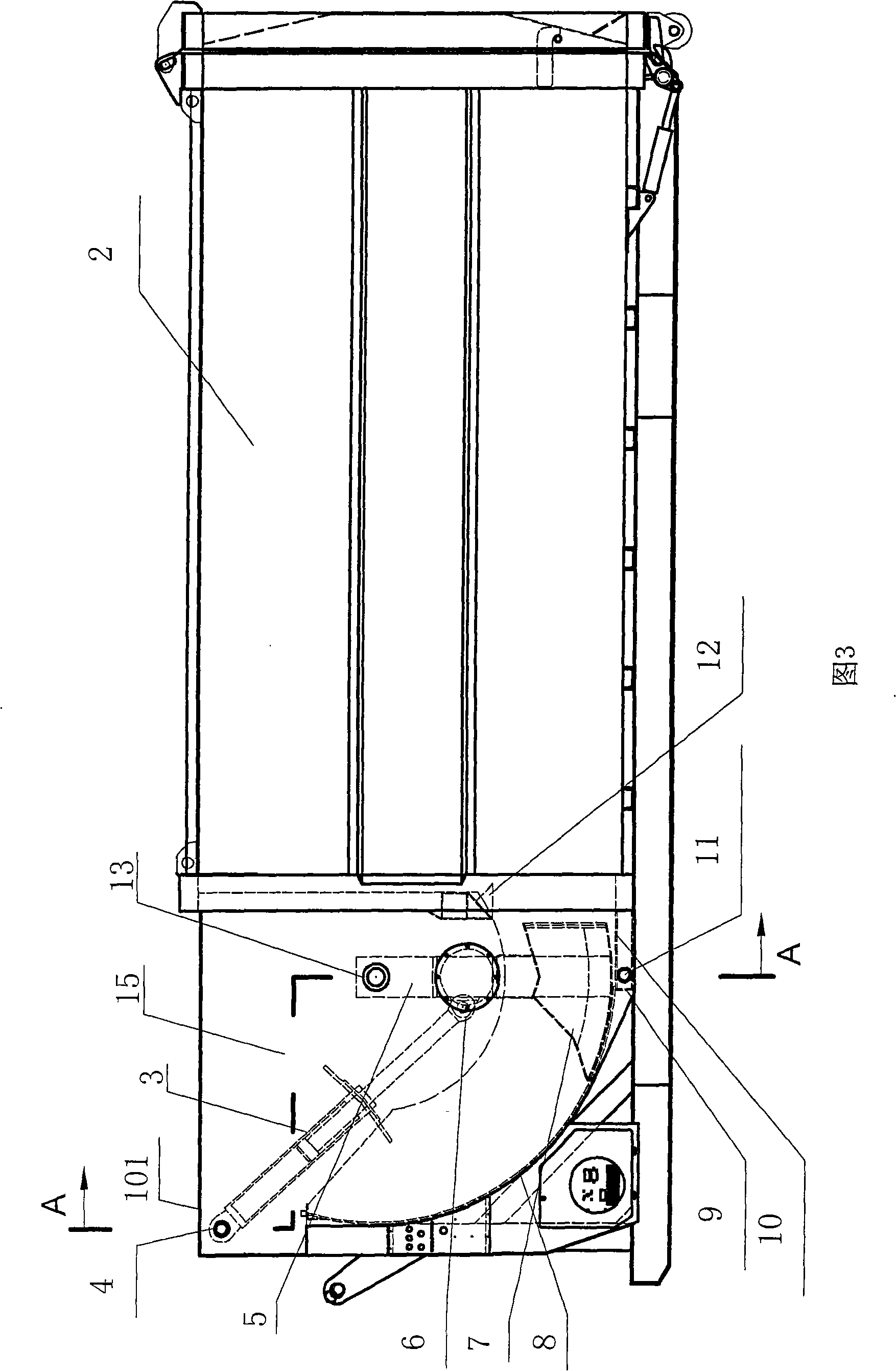 Swing type compressing device of rubbish compressing device