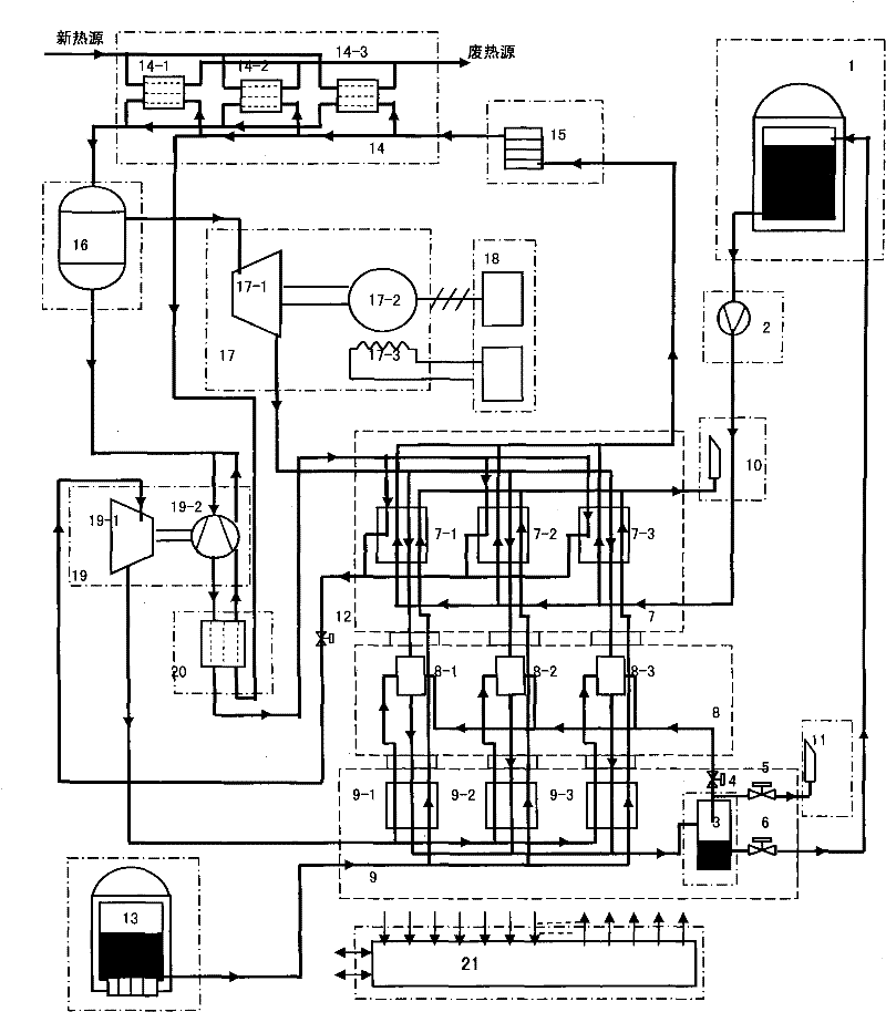 Method and equipment for realizing low-temperature thermal power generation by cryogenic technology