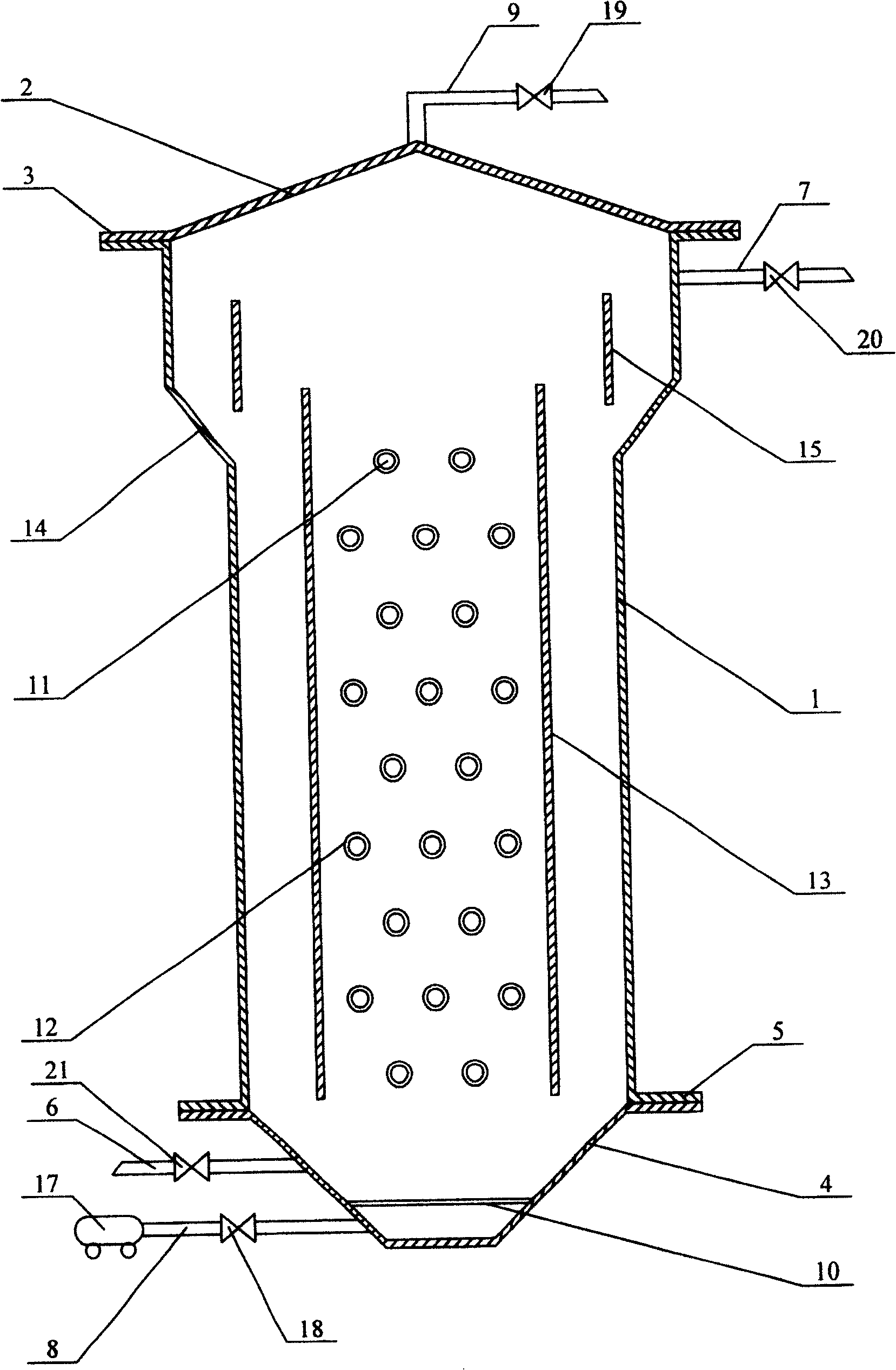 Three-phase circulating fluidized bed photochemical reactor with a plurality of light sources and Fe/inorganic carrier catalyst preparation and method for processing waste water thereby