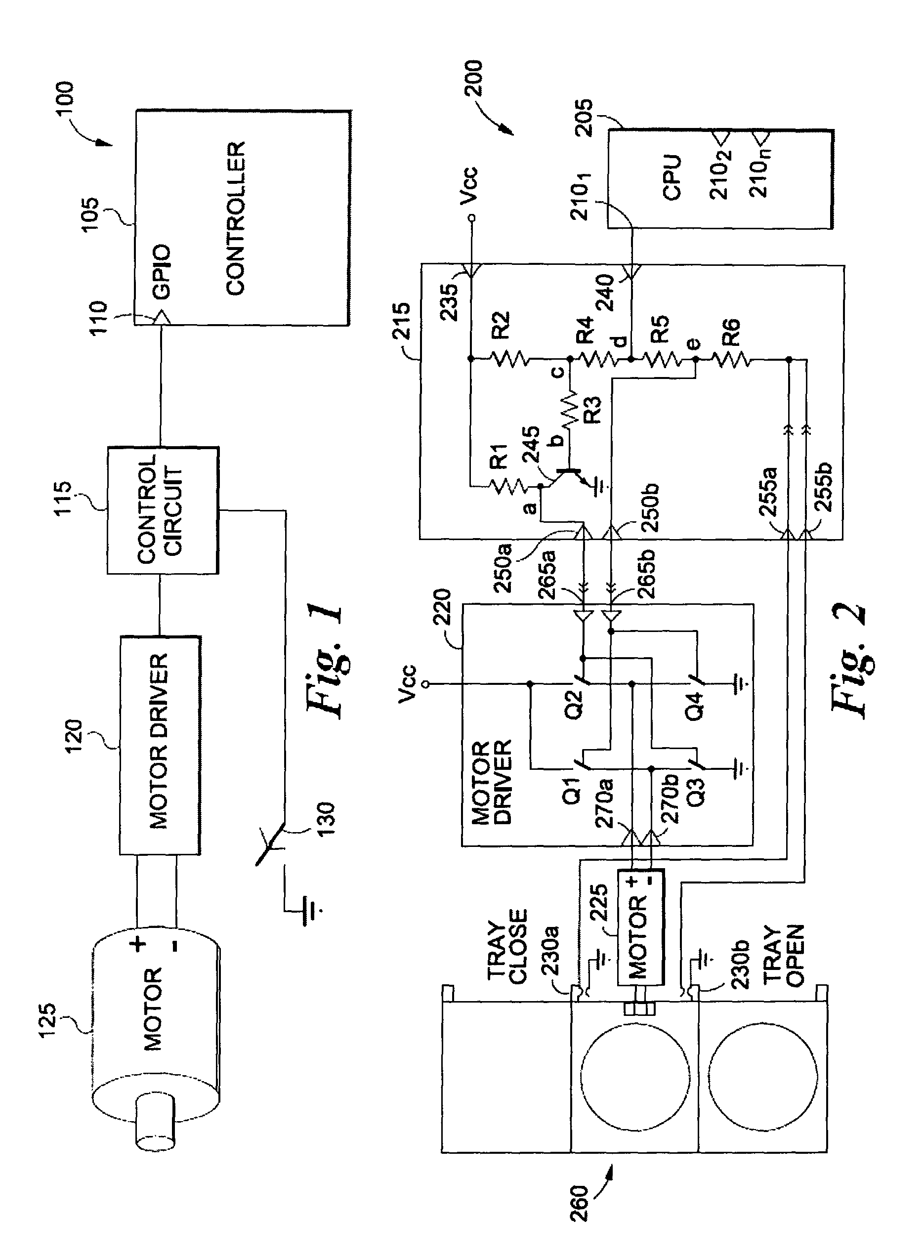 Single general purpose input/output (GPIO) pin motor control circuit
