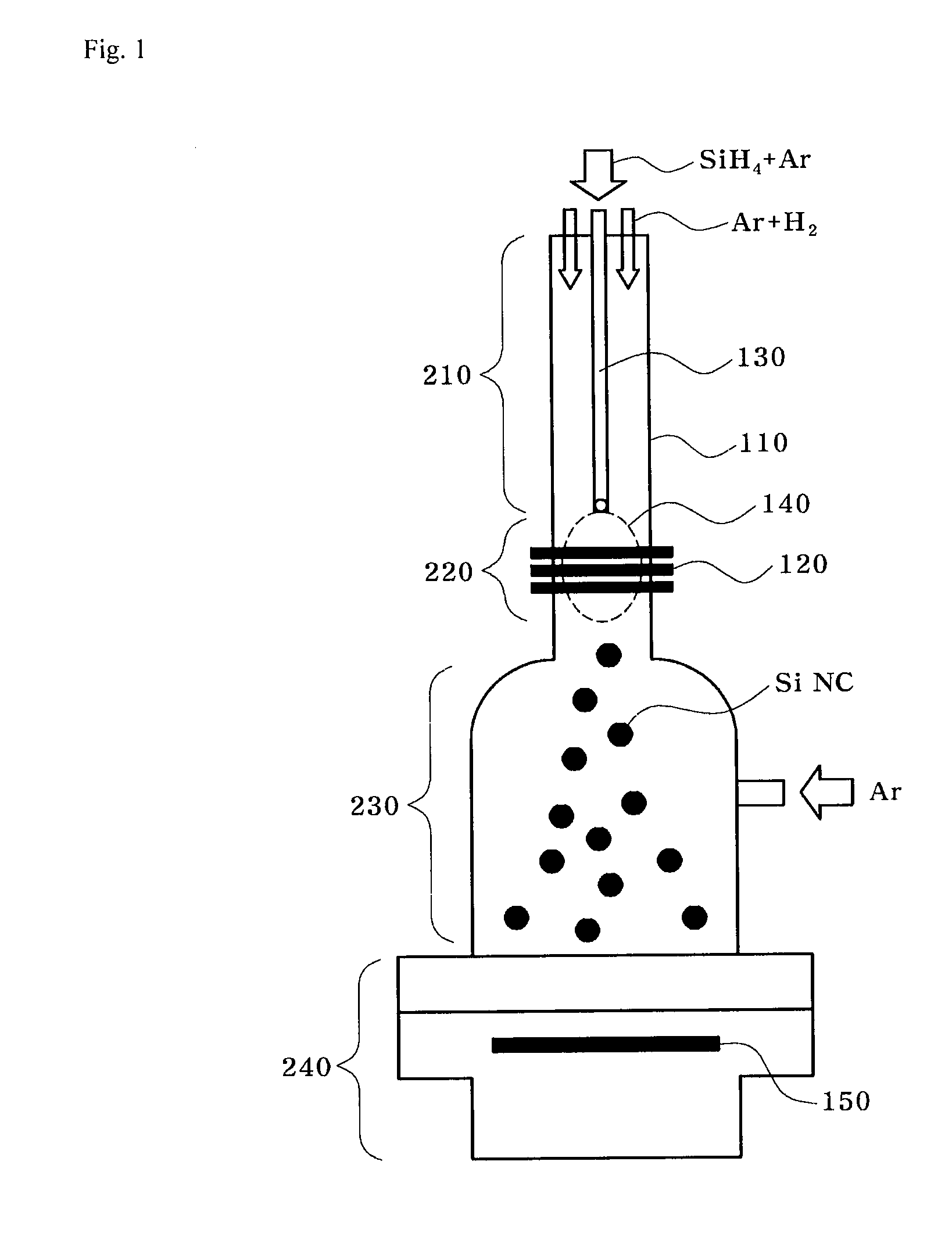 Apparatus for producing silicon nanocrystals using inductively coupled plasma