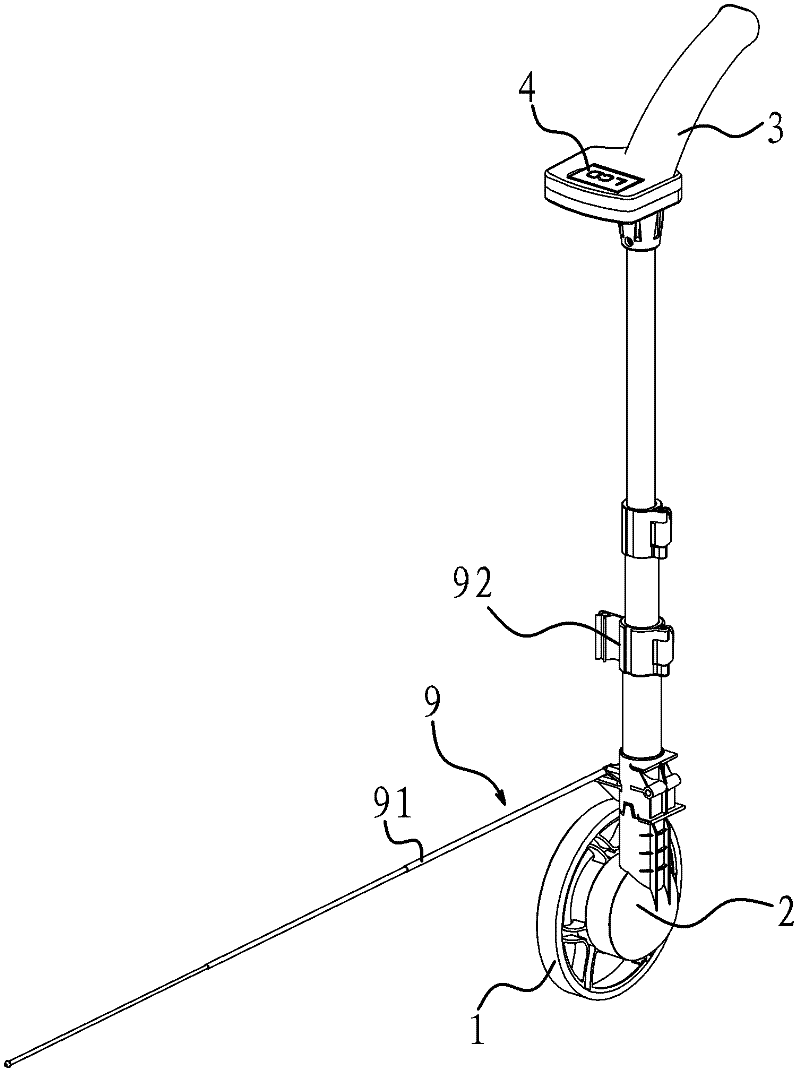 Measuring wheel used for measuring distance and area and measuring method thereof