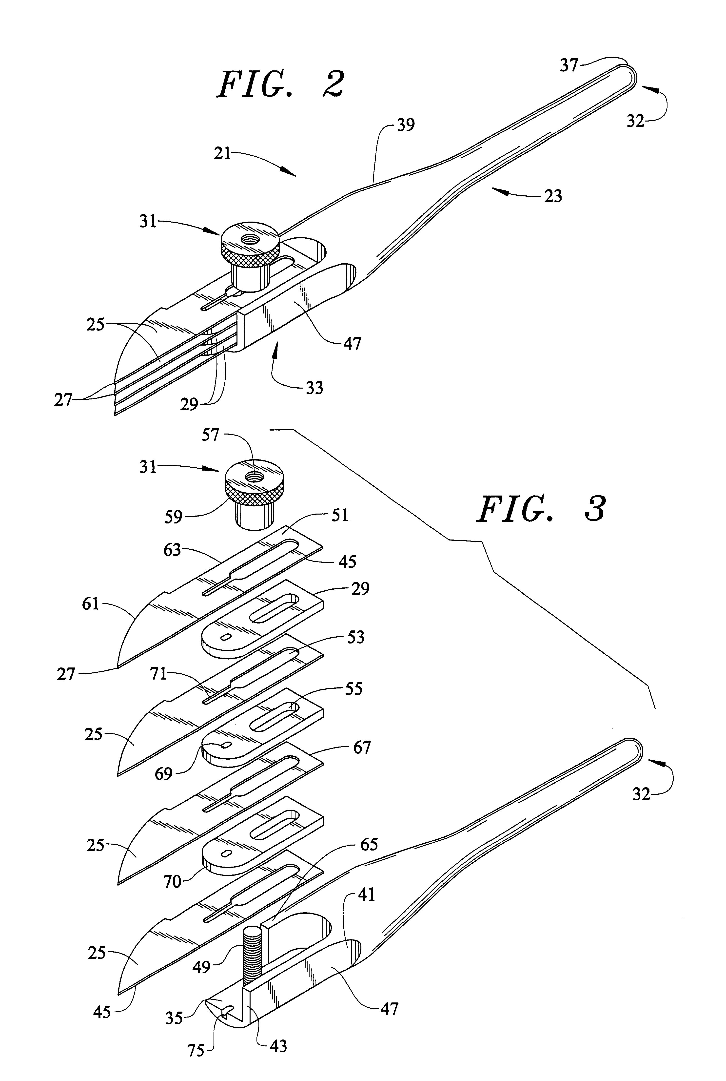 Multiple bladed surgical knife and method of use