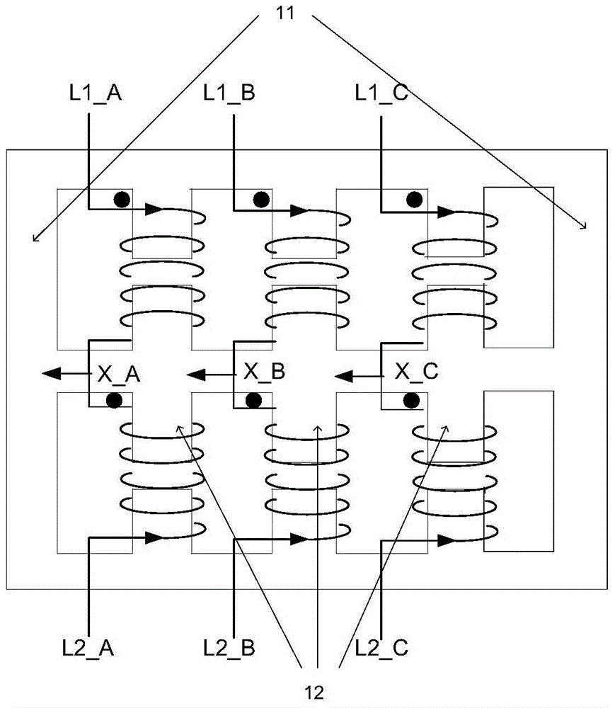 Three-phase coupling reactor and converter