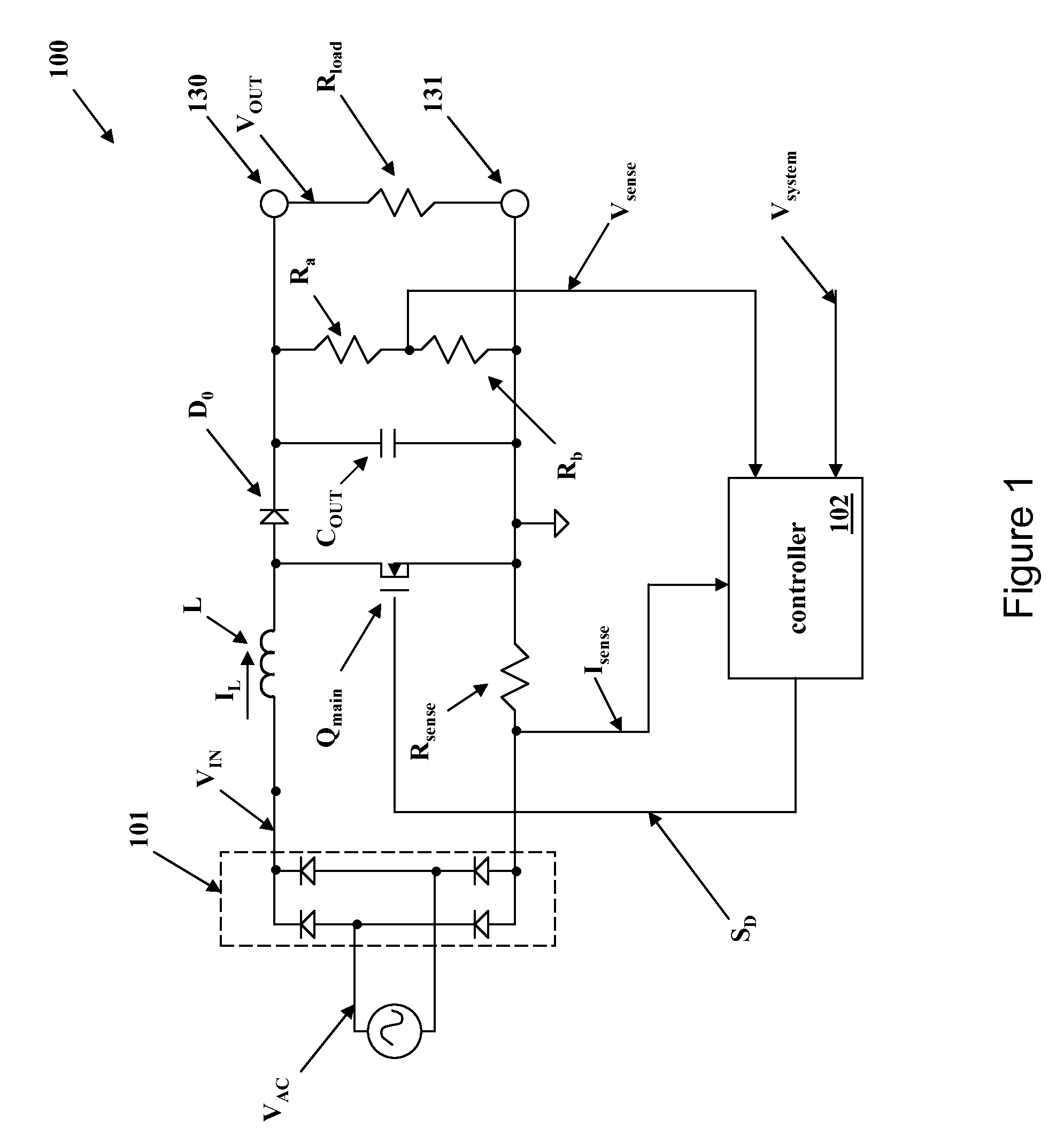 Utilization of a multifunctional pin combining voltage sensing and zero current detection to control a switched-mode power converter