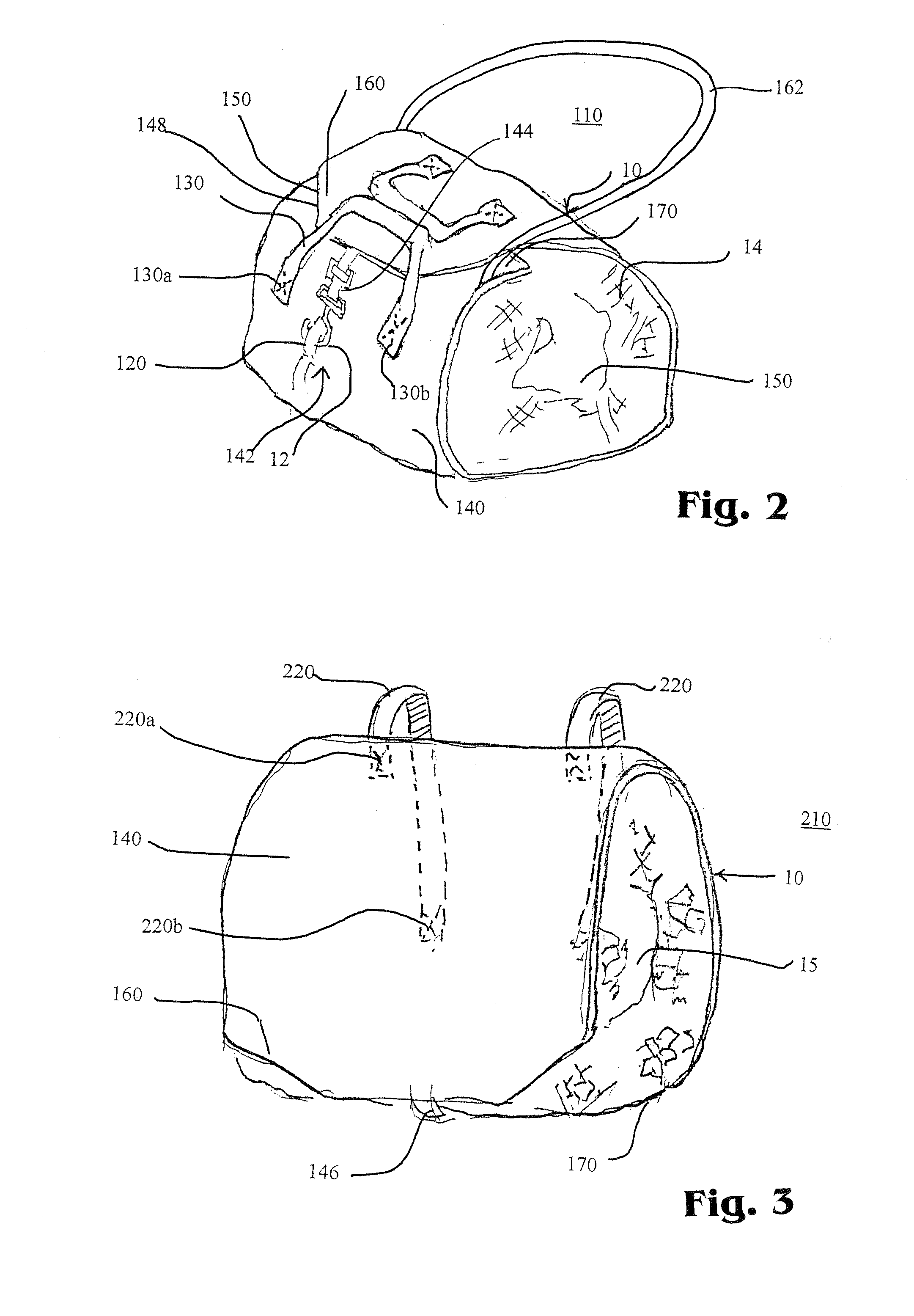 Sports equipment bag, organizer and ventilator