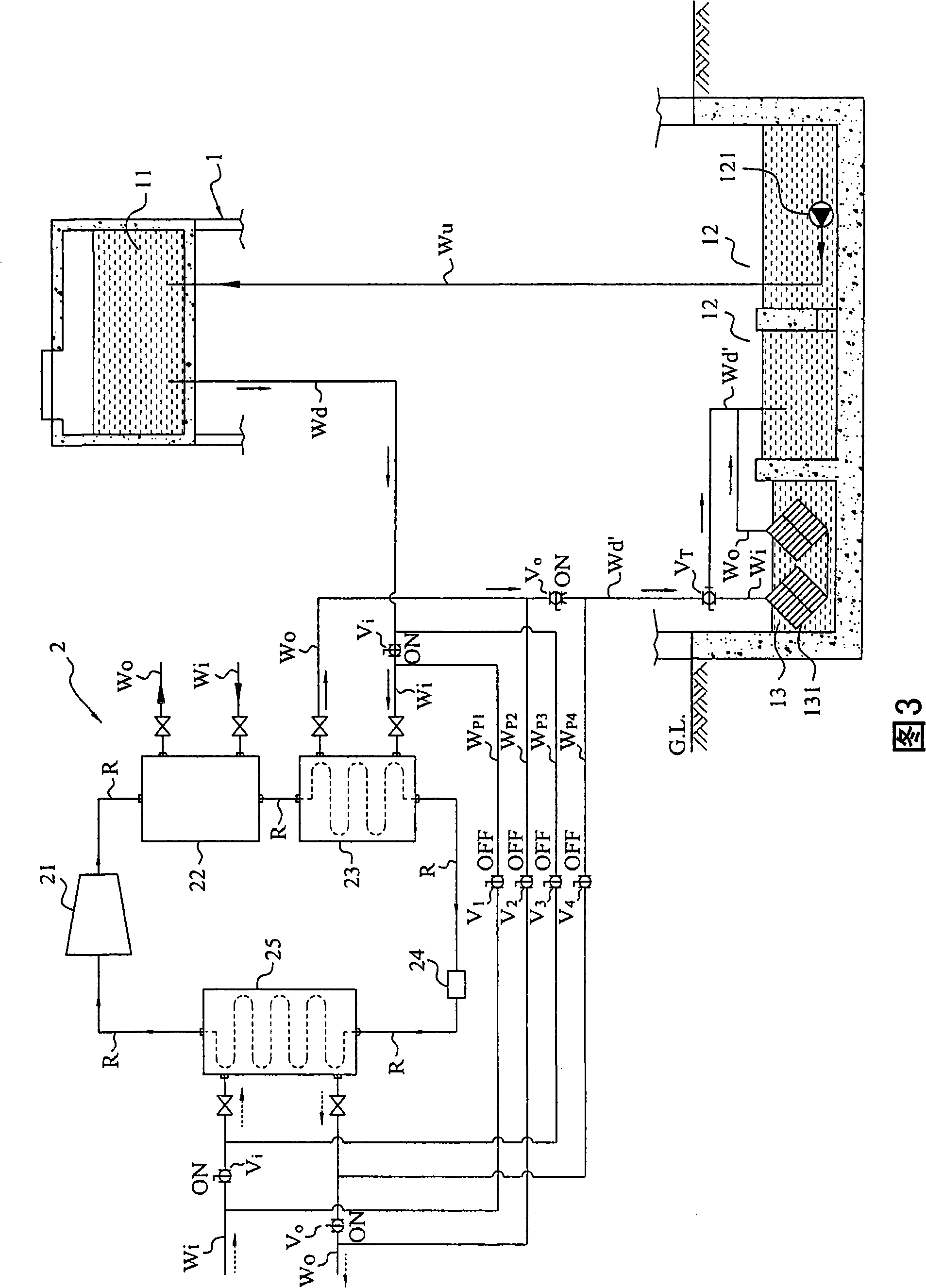 Radiation and/or energy accumulation method, heat exchange system and heat pump system