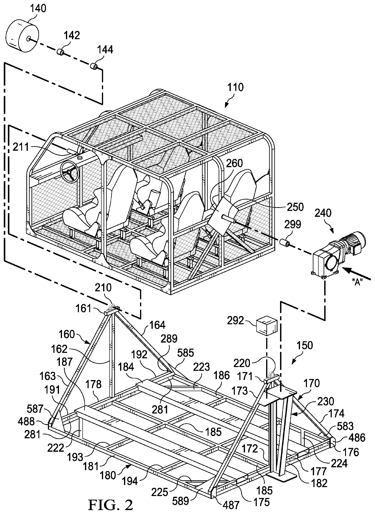 Vehicle rollover simulator stabilizer and method of use