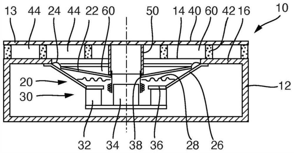 Loudspeaker, motor vehicle comprising a loudspeaker and use