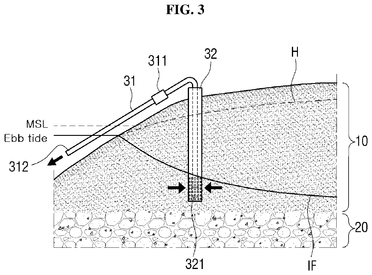 Non-powered seawater pumping system for reducing seawater intrusion, and apparatus and method for optimal design of well in the same system