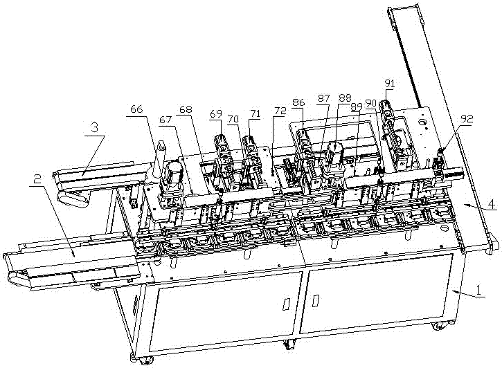 A linear fan automatic assembly machine