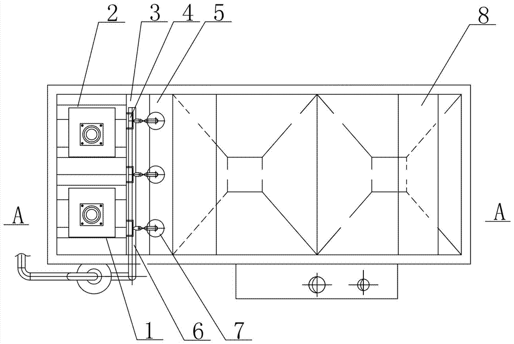 Water distribution device for air floatation contact area