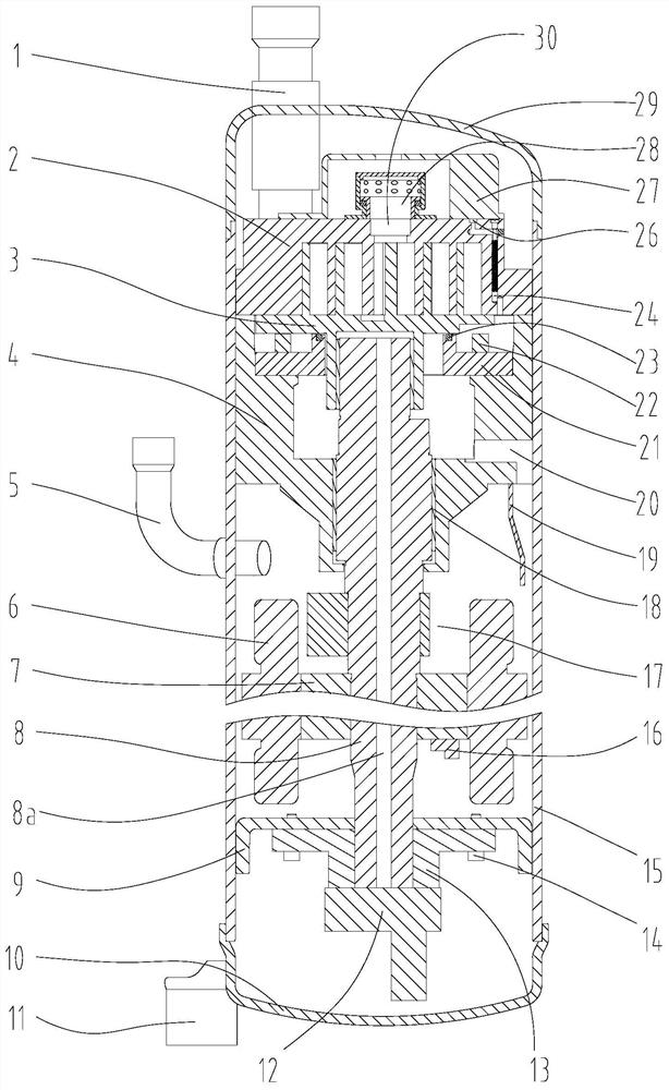 Exhaust oil separation structure, compressor and air conditioner