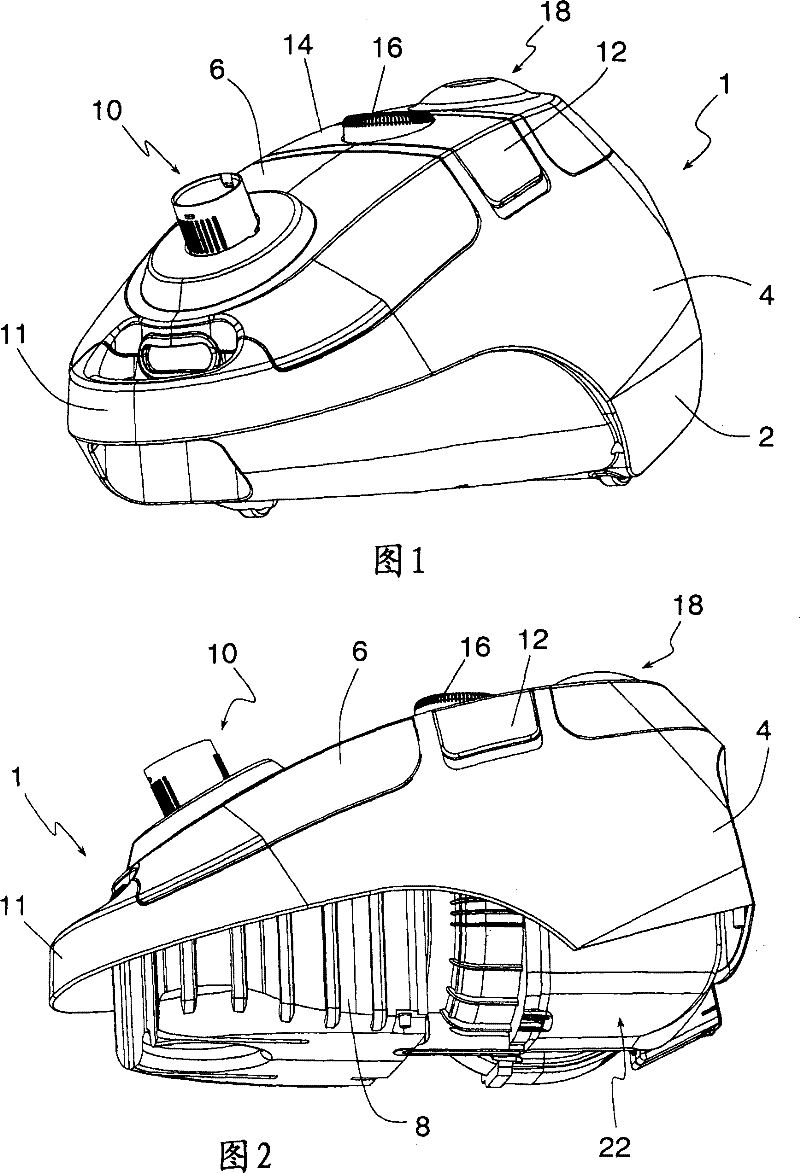 Vacuum cleaners with air flow regulation upstream of the motor