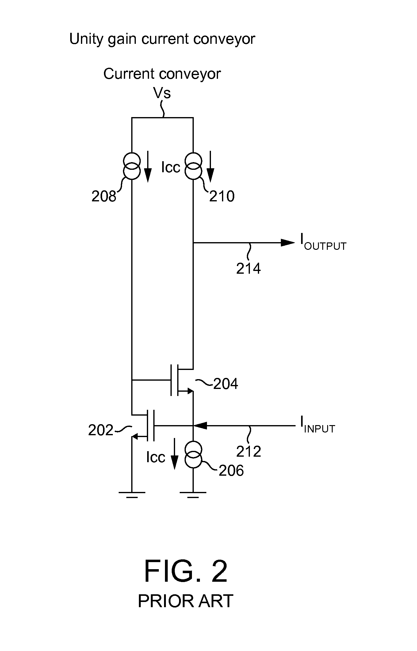Multiplying current conveyor for amplifier