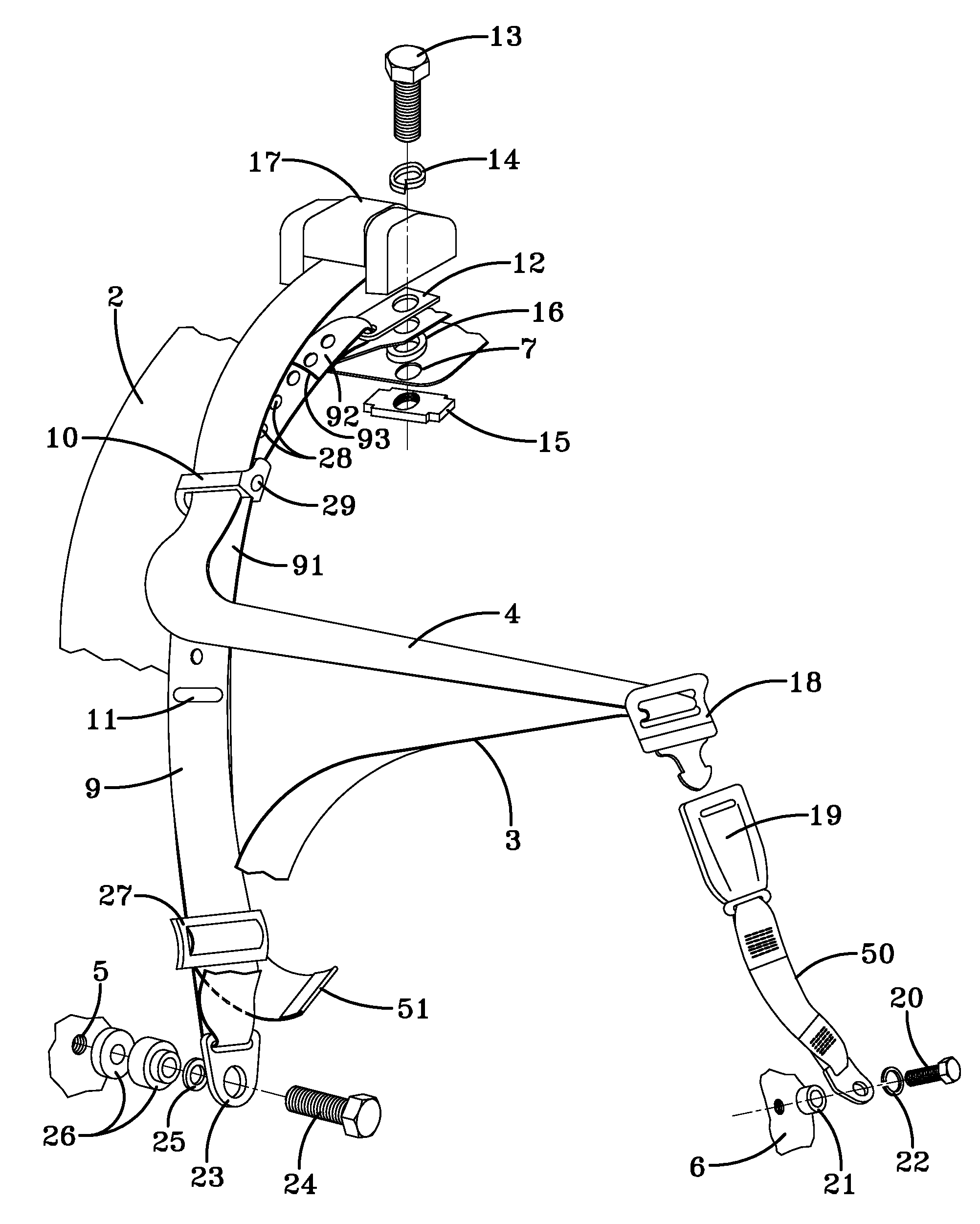 Seat belt system for a motor vehicle