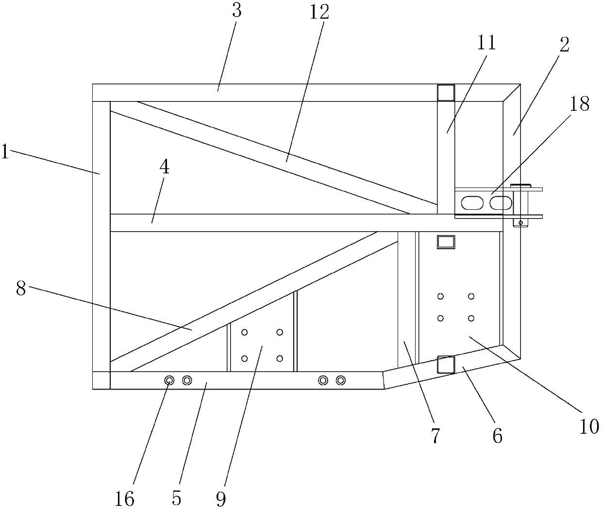 Full-load new energy bus tail section frame