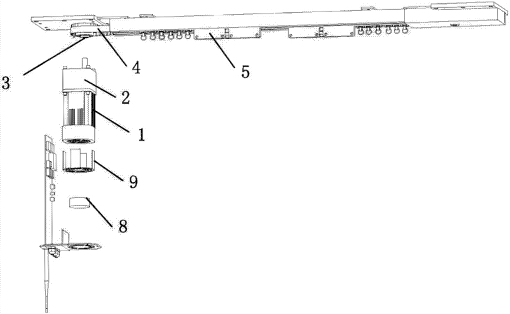 A stage curtain opening and closing device