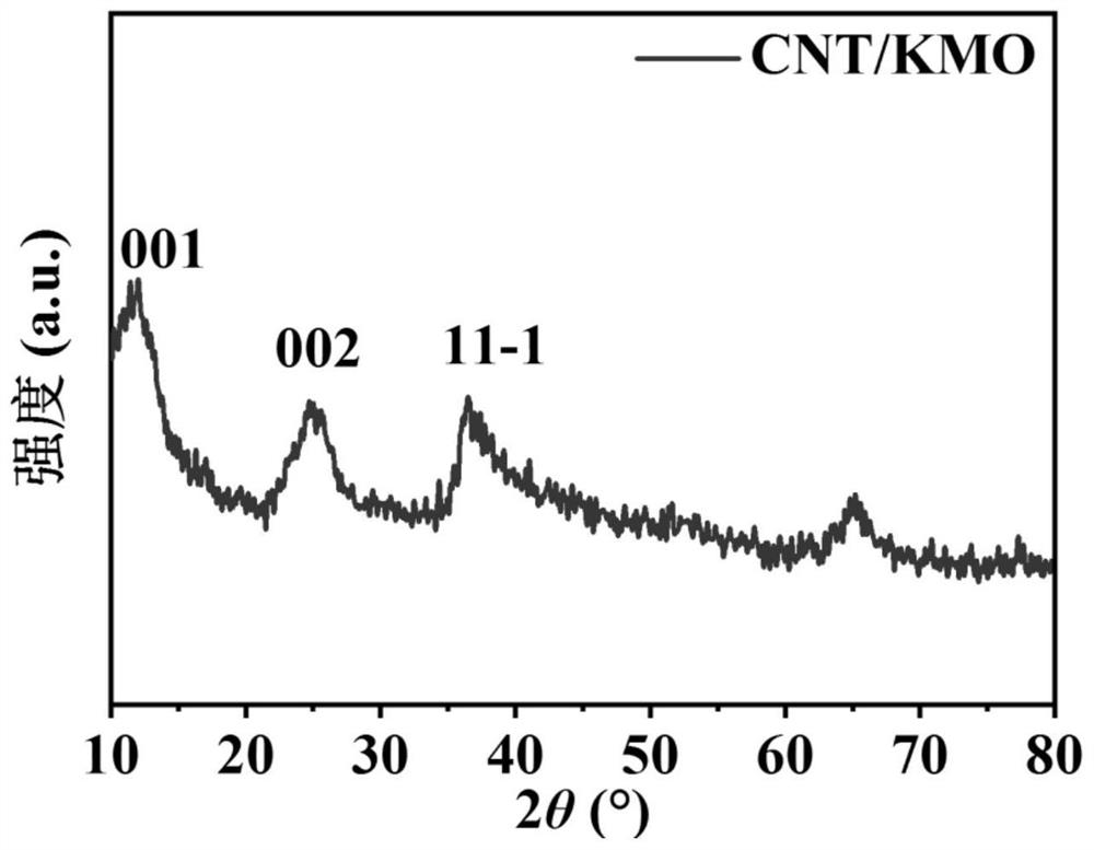 Carbon nanotube/birnessite/graphene composite positive electrode material with hierarchical structure, preparation method and application