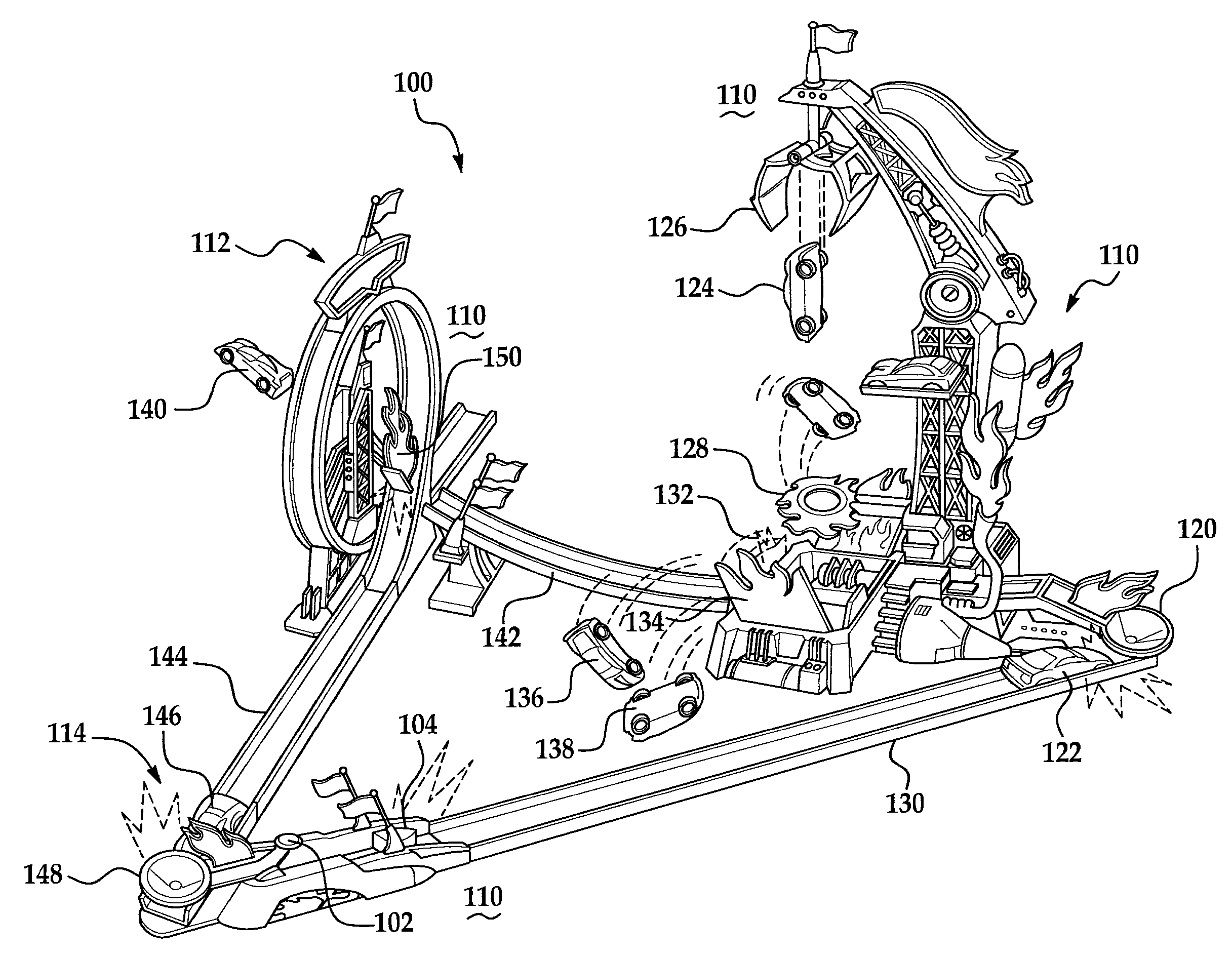 Toy track set and relay segments