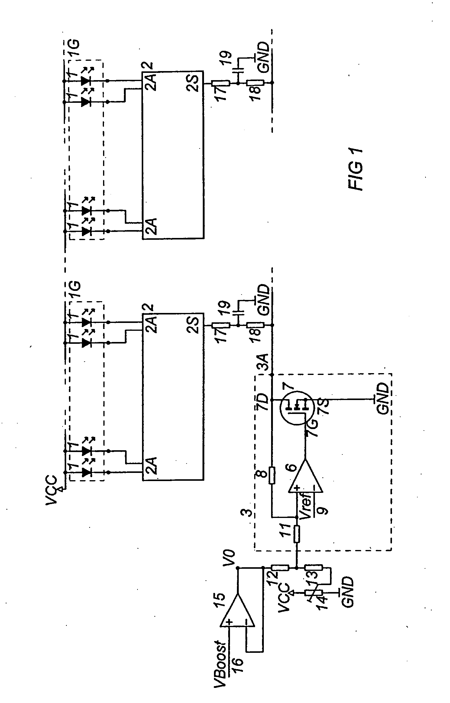 Circuit arrangement for controlling light emitting diodes