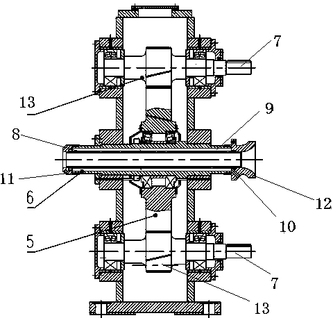 Gear case special for one input gear and six output gear integrated rolled tube