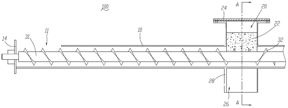 Material guide device with inward turned arc baffle plates and arc material guide plates