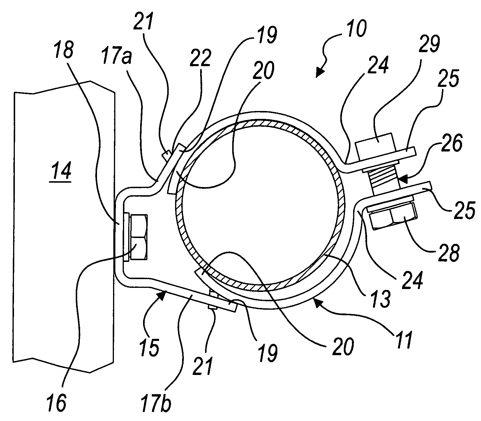 Device for fixing pipes to supporting structures
