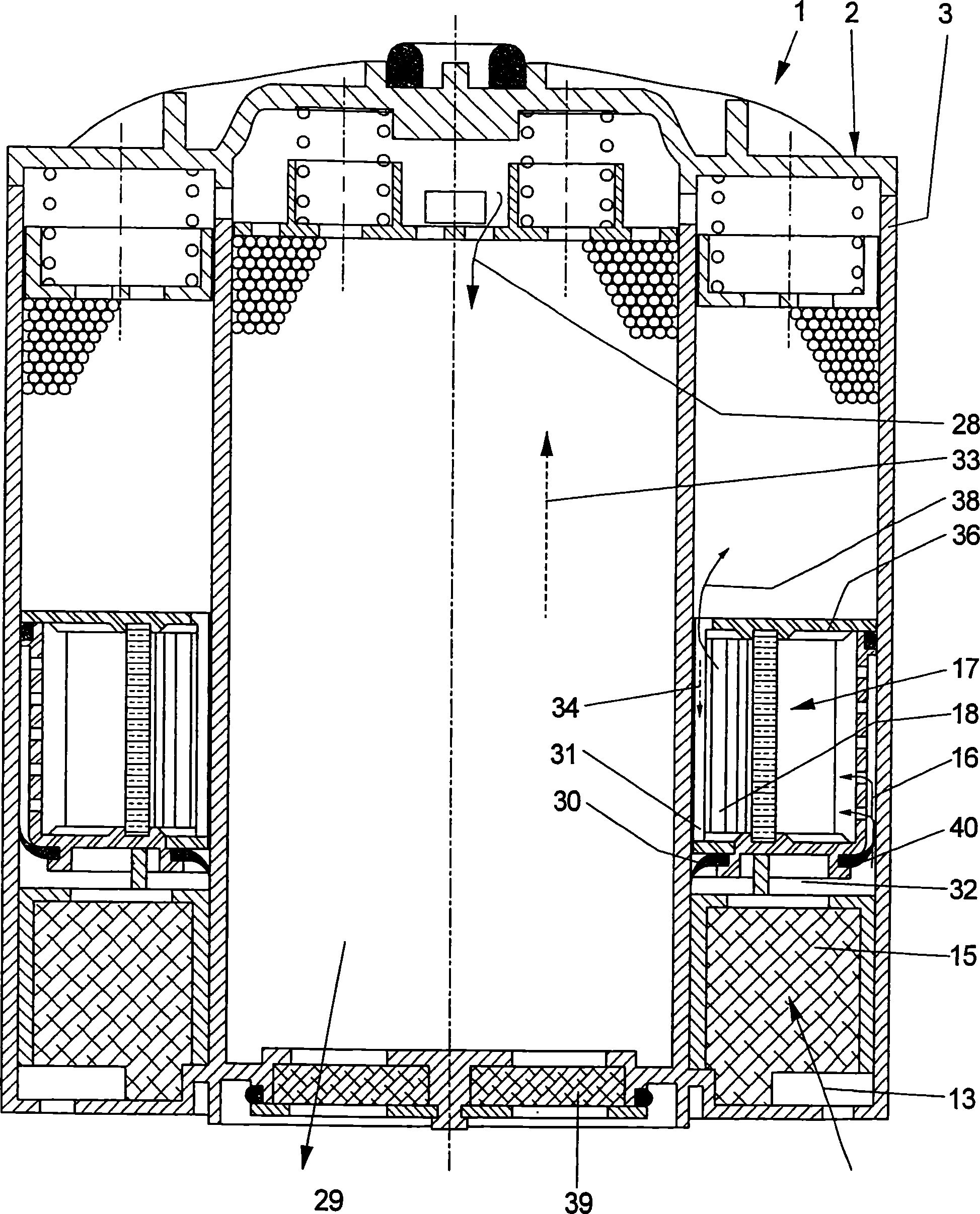 Process for the purification of compressed air and cartridge therefore