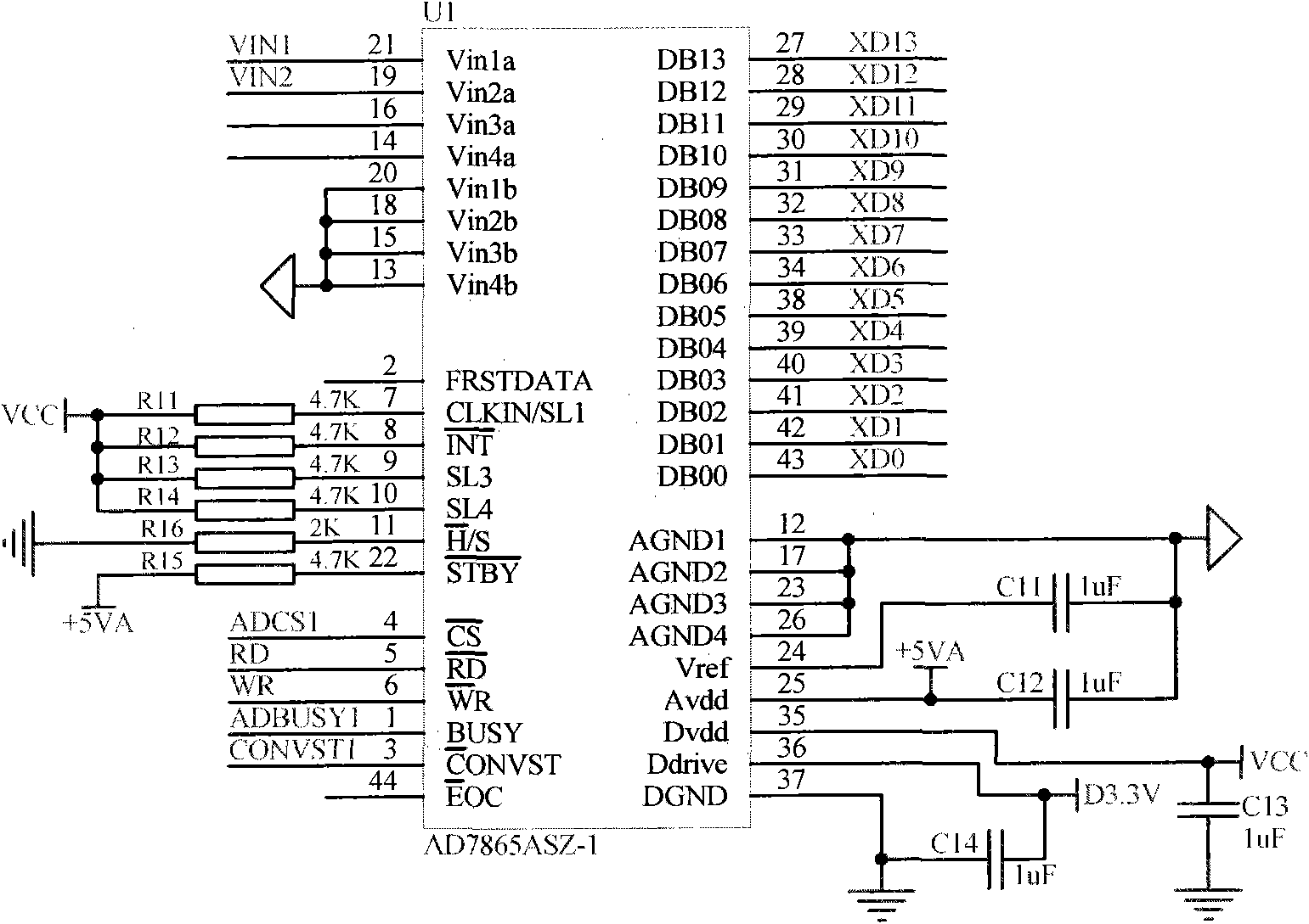 Self-correction AD (analogue/digital) sampling device