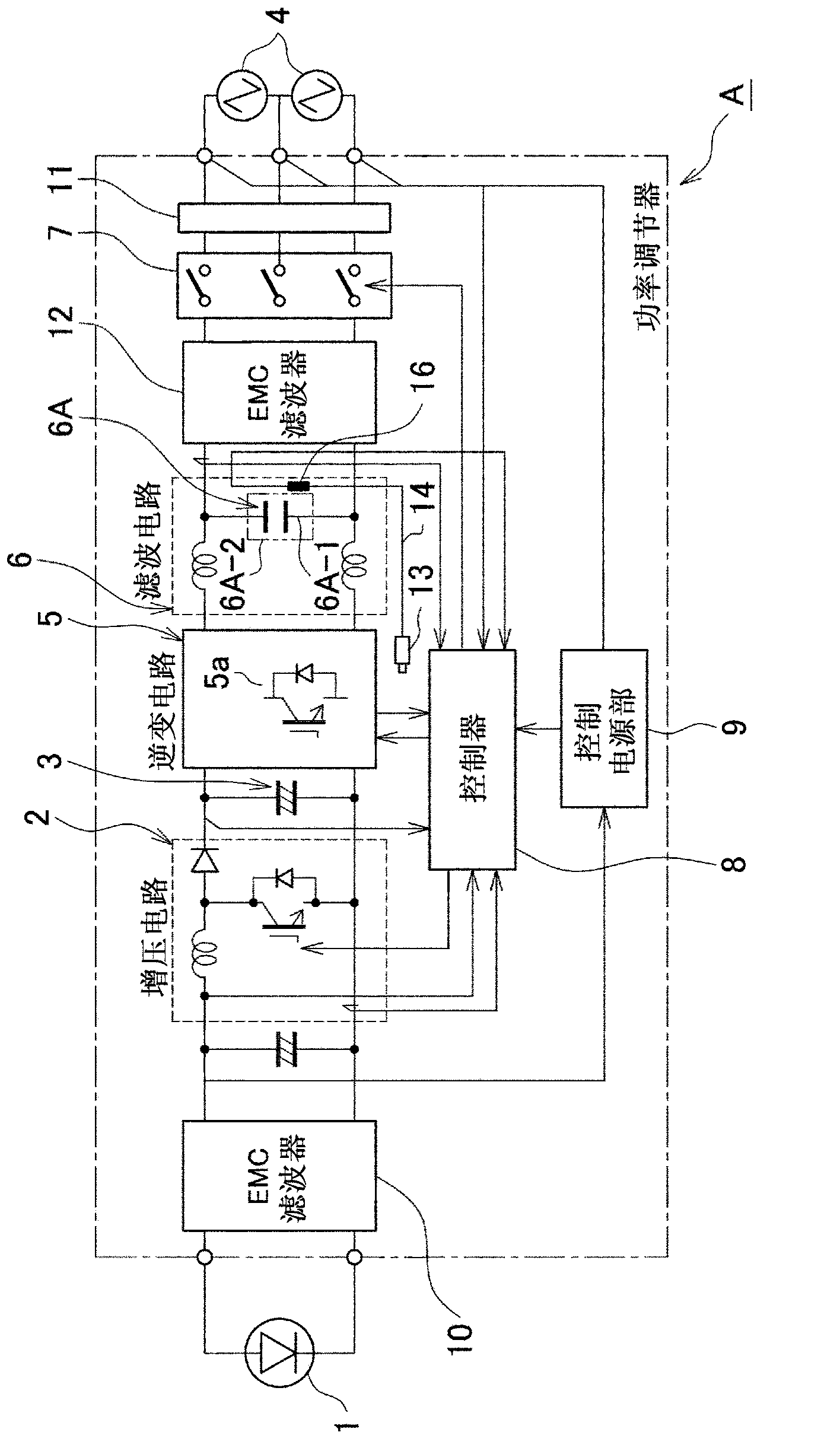 Structure for output-stage film capacitor in power conditioner