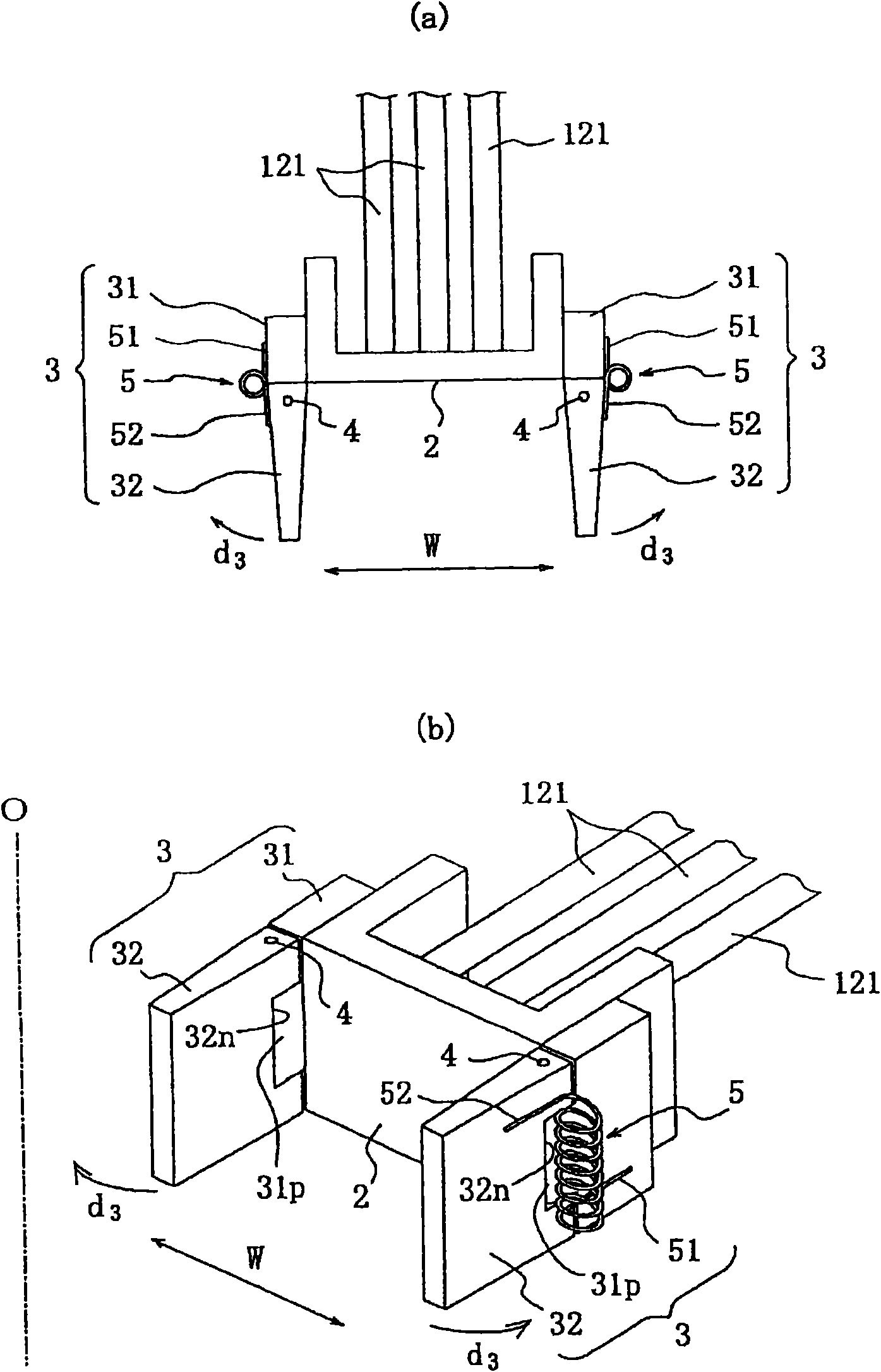 Handling device for laminating annular pad with a plurality of external teeth