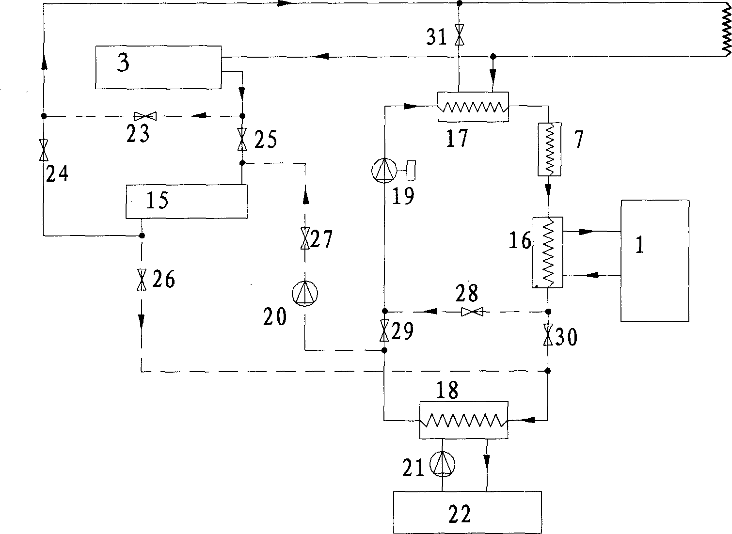 Gas-fired heat pump system of water source