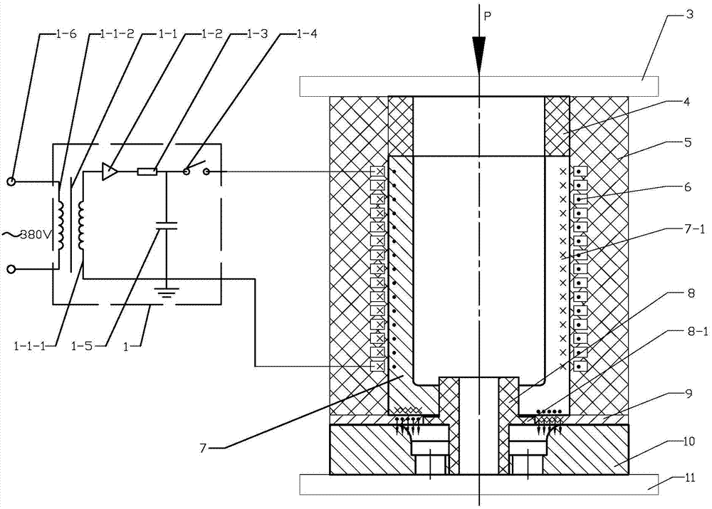 A magnetic pulse forming device and method for small-diameter flanging holes in aluminum alloy plates