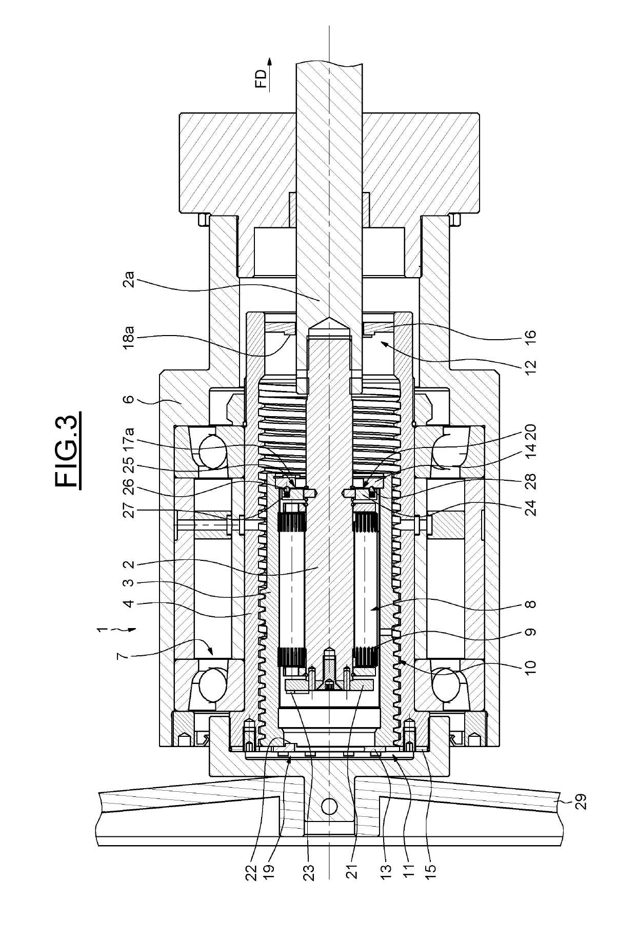 Actuating device with double screw connecting means