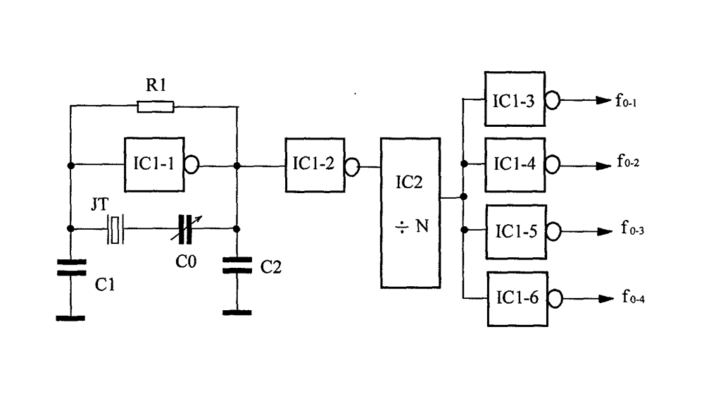 Direct-current low-voltage power supply four-push-pull injection-locking light emitting diode (LED) array lamp