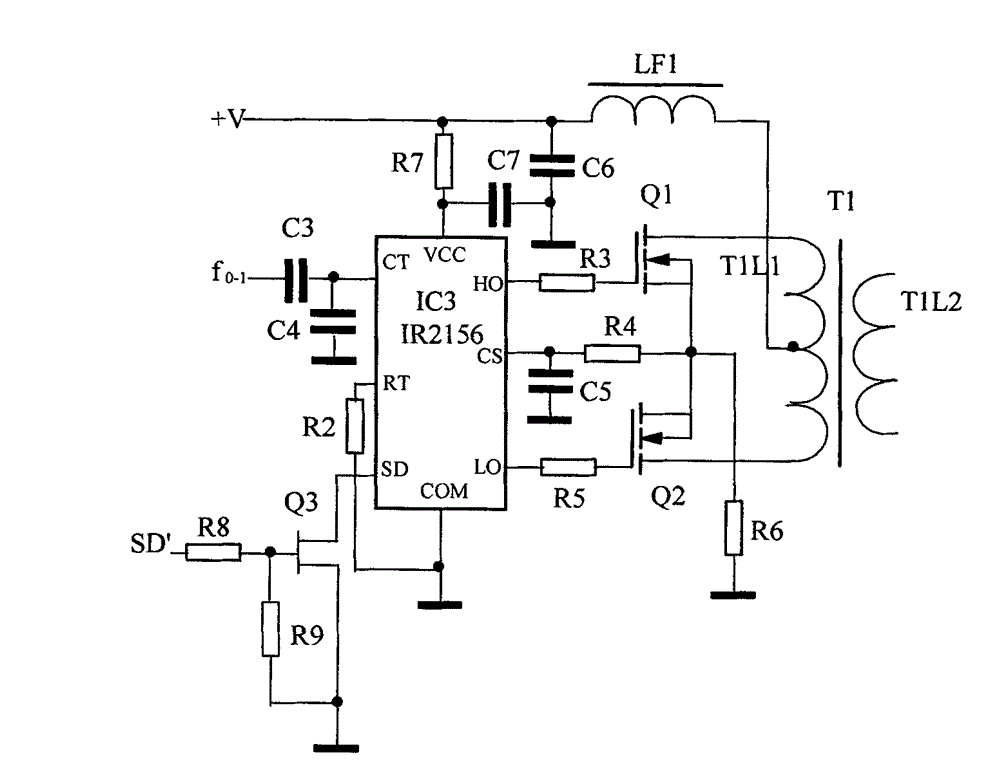 Direct-current low-voltage power supply four-push-pull injection-locking light emitting diode (LED) array lamp