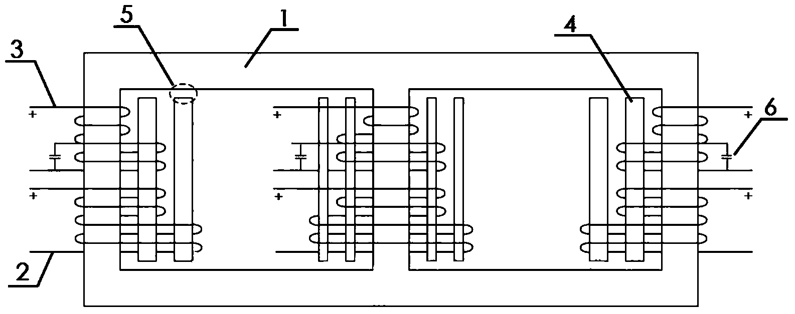 Magnetic-integration three-phase filter transformer