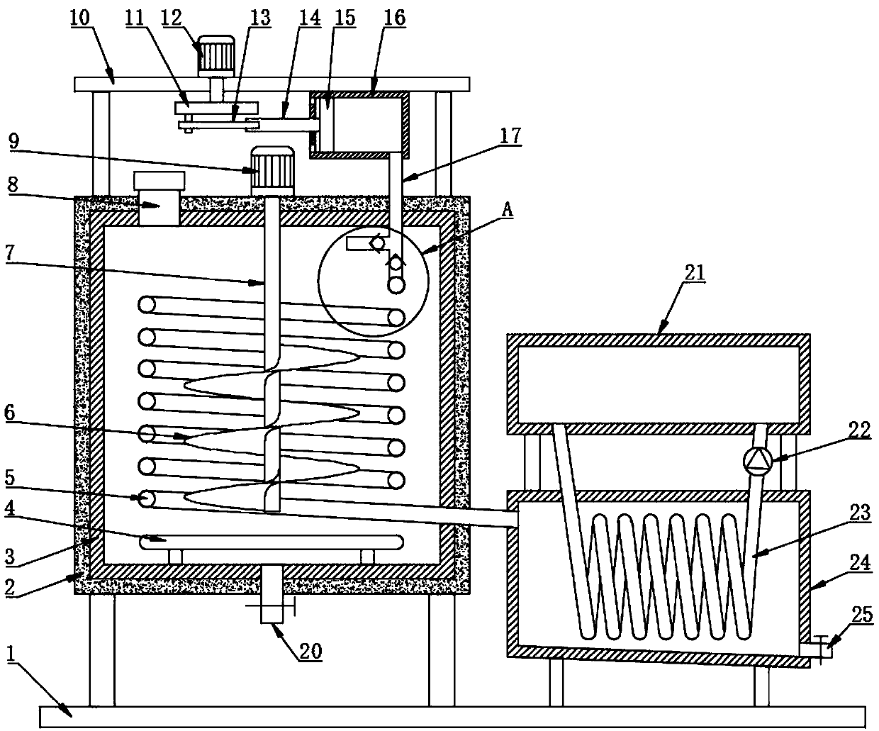 Heat circulation type quick solution distillation and condensation device