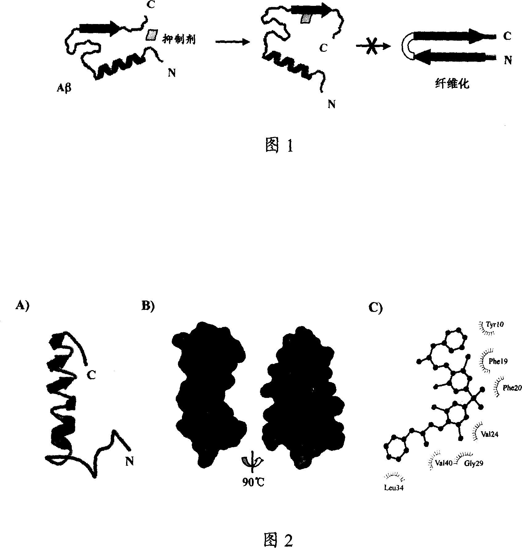 Small molecule inhibitor for preventing Alzheimer's disease Abeta polypeptide from fiberizing and its preparation method, pharmaceutical composition and application