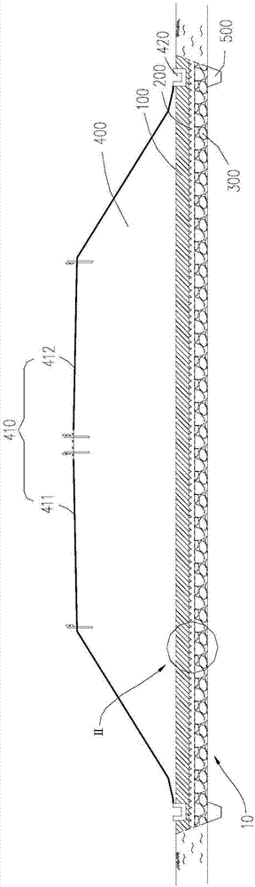 Composite replacing and filling structure and treatment method for valley-type soft soil