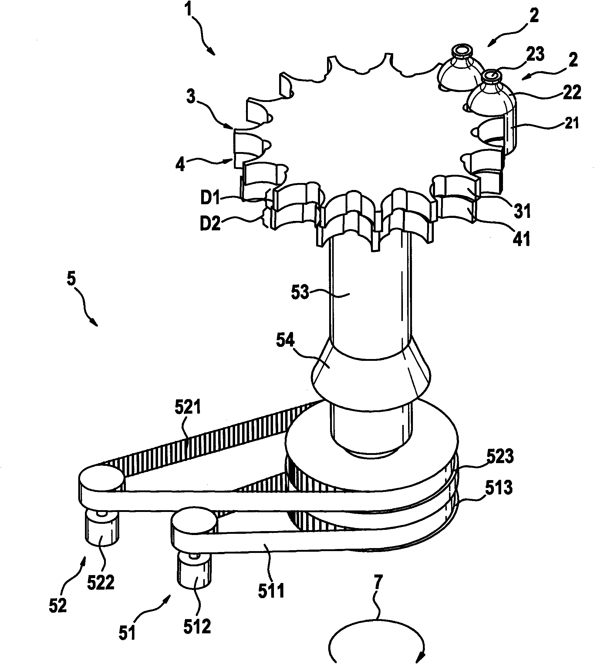 Device for transporting a container
