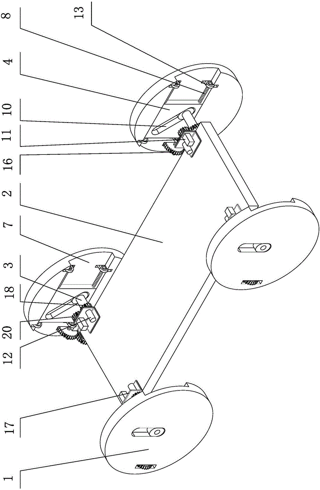 Four-wheeler mechanism with adjustable eccentric distance
