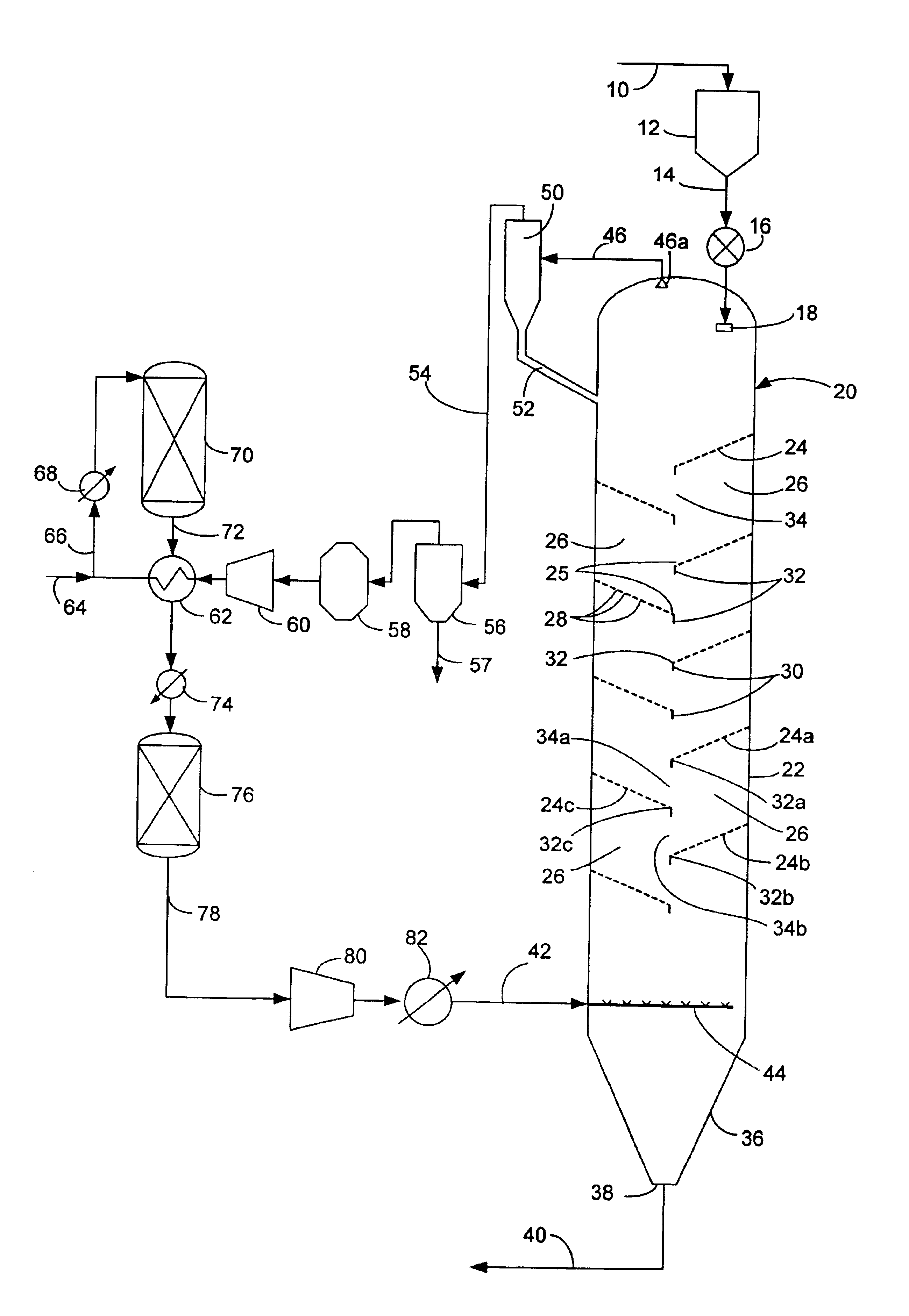 Apparatus and process for continuous solid-state poly-condensation in a fluidized reactor with multiple stages
