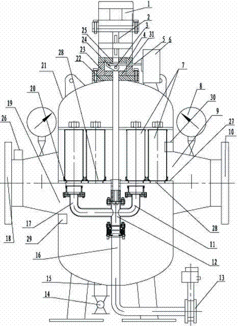 Automatic backwashing system in filtering device with multi filter drums
