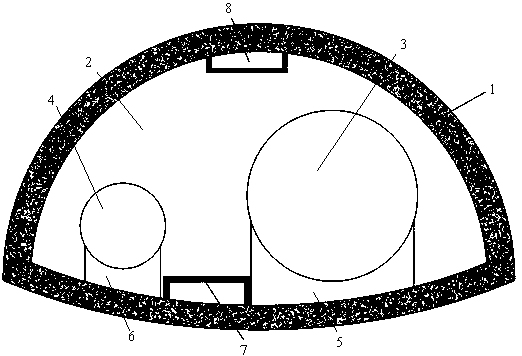 Combined storage storage type deep tunnel constructed by semicircular shield machine