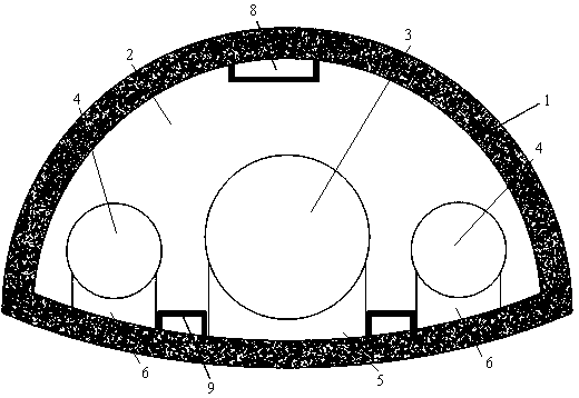 Combined storage storage type deep tunnel constructed by semicircular shield machine