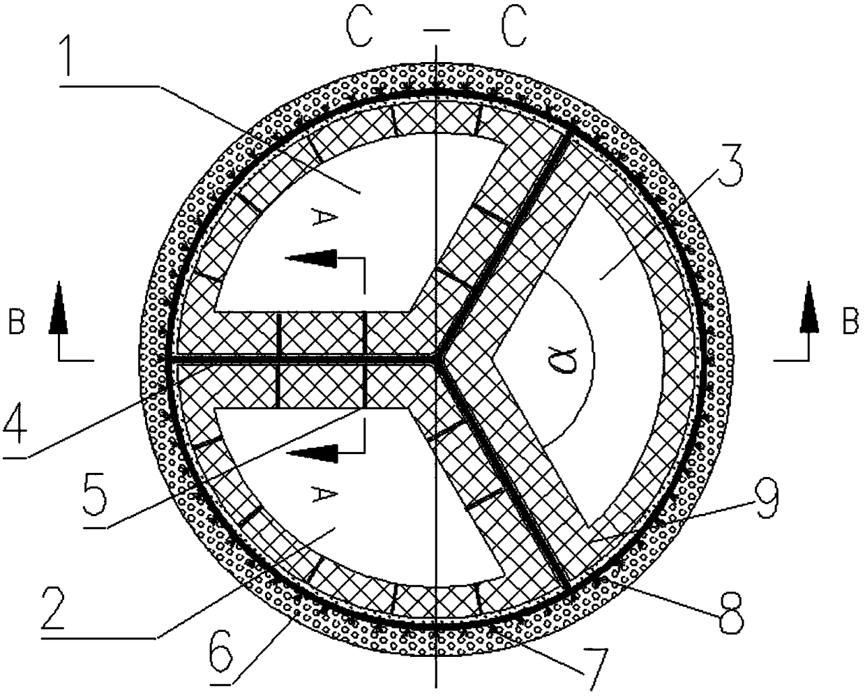 A three-hole dipping tube for a single-nozzle refining furnace