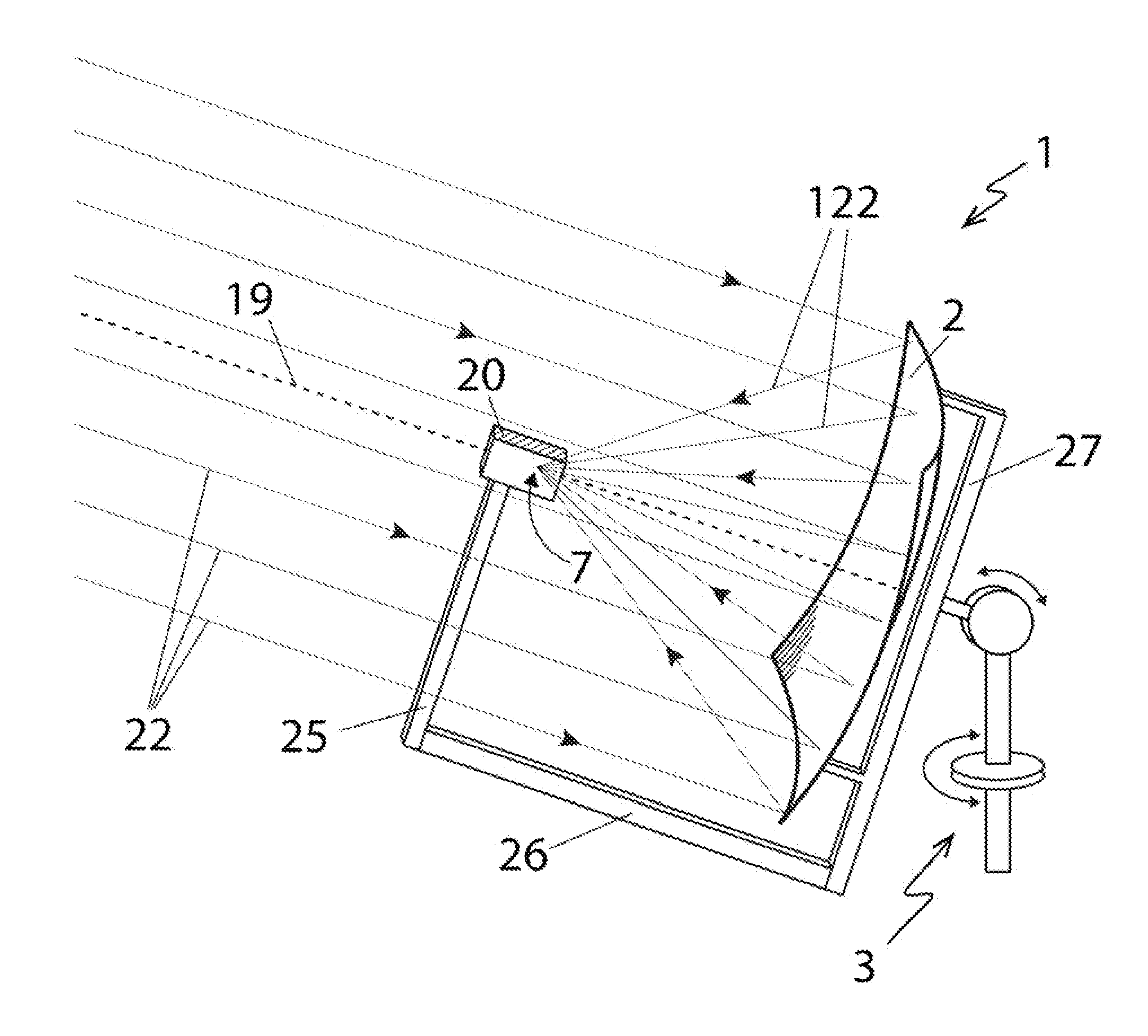 Solar generator with large reflector dishes and concentrator photovoltaic cells in flat arrays