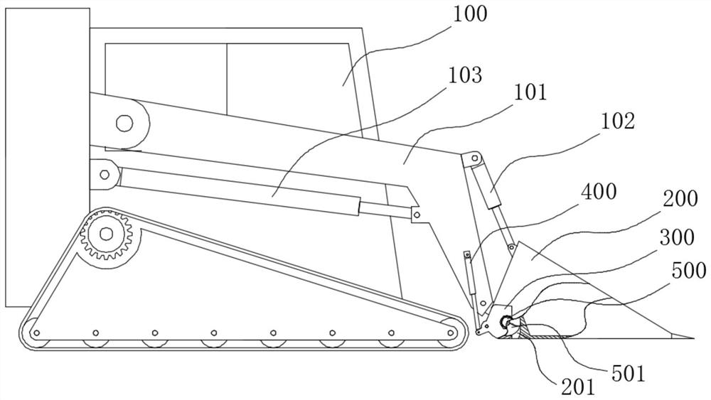 Ditching backfill machine for skid loader